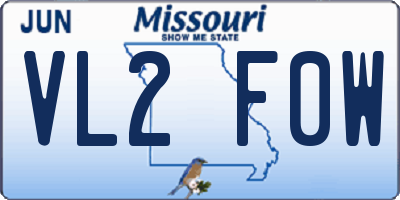 MO license plate VL2F0W