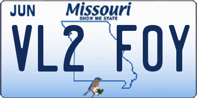 MO license plate VL2F0Y