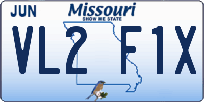 MO license plate VL2F1X