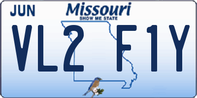 MO license plate VL2F1Y