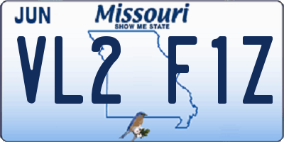 MO license plate VL2F1Z