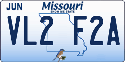 MO license plate VL2F2A
