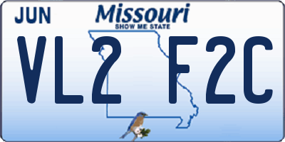 MO license plate VL2F2C