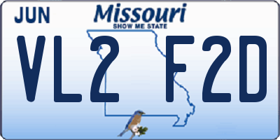 MO license plate VL2F2D