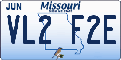 MO license plate VL2F2E