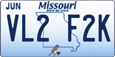 MO license plate VL2F2K