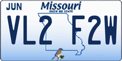 MO license plate VL2F2W