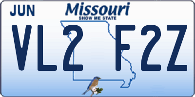 MO license plate VL2F2Z