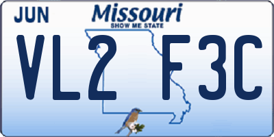 MO license plate VL2F3C