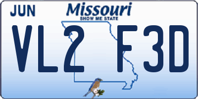 MO license plate VL2F3D