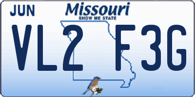 MO license plate VL2F3G