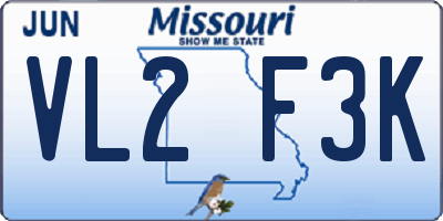 MO license plate VL2F3K