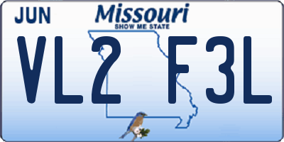 MO license plate VL2F3L