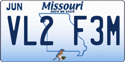 MO license plate VL2F3M