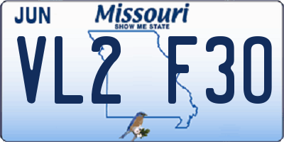 MO license plate VL2F3O