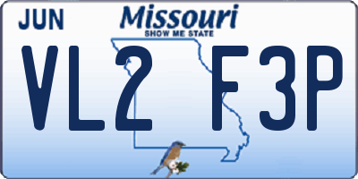 MO license plate VL2F3P