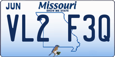 MO license plate VL2F3Q