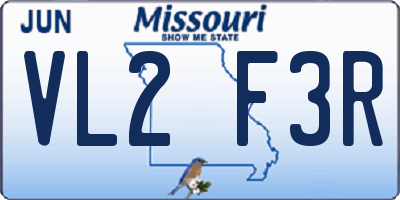 MO license plate VL2F3R