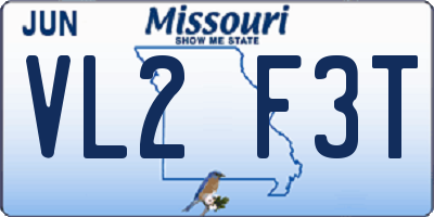MO license plate VL2F3T