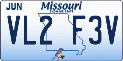 MO license plate VL2F3V