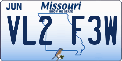 MO license plate VL2F3W