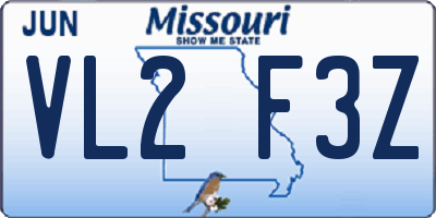 MO license plate VL2F3Z