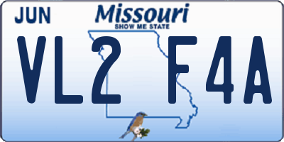 MO license plate VL2F4A