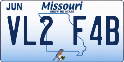 MO license plate VL2F4B