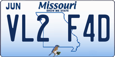 MO license plate VL2F4D