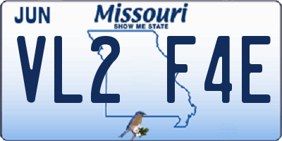 MO license plate VL2F4E