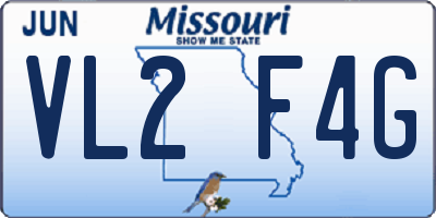 MO license plate VL2F4G