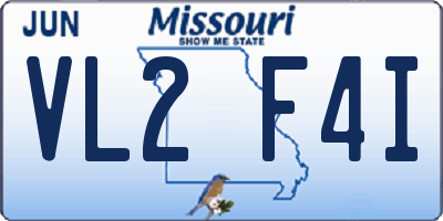 MO license plate VL2F4I