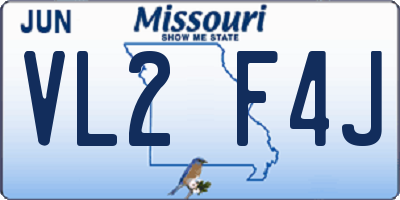 MO license plate VL2F4J