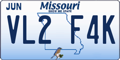 MO license plate VL2F4K