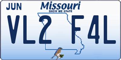 MO license plate VL2F4L