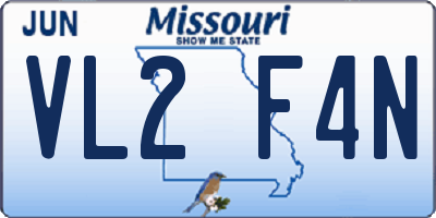 MO license plate VL2F4N