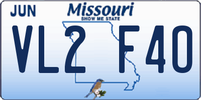 MO license plate VL2F4O