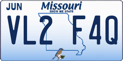 MO license plate VL2F4Q