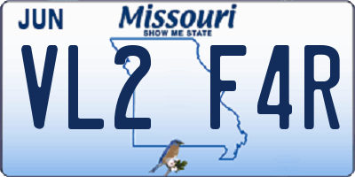 MO license plate VL2F4R