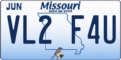 MO license plate VL2F4U