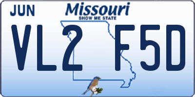 MO license plate VL2F5D