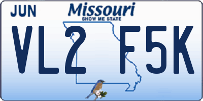 MO license plate VL2F5K