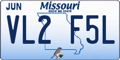 MO license plate VL2F5L