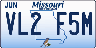 MO license plate VL2F5M