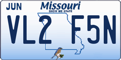 MO license plate VL2F5N