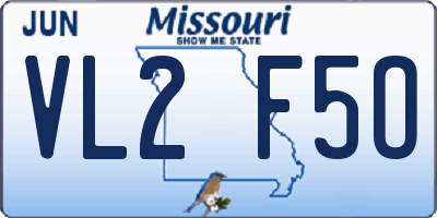 MO license plate VL2F5O