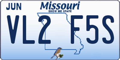 MO license plate VL2F5S