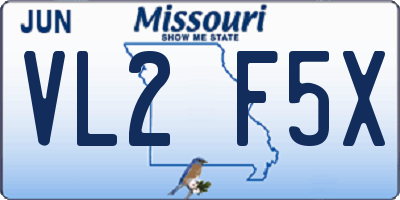 MO license plate VL2F5X