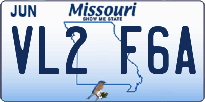 MO license plate VL2F6A