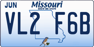 MO license plate VL2F6B